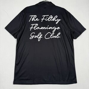 Duvin Design Polo‎ Shirt Mens Large Filthy Flamingo Golf Club Black Performance